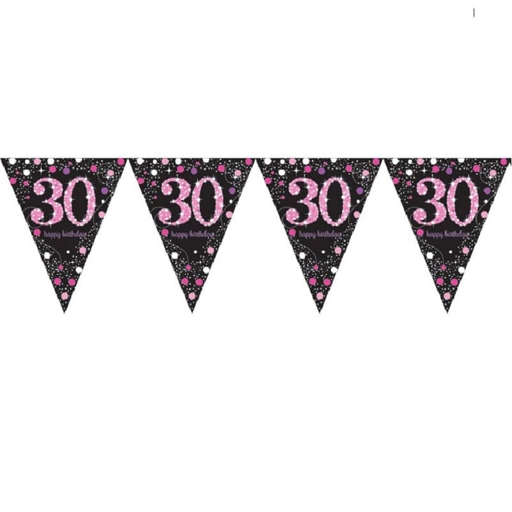 Amscan Vlaggen Slinger 30 Sparkling Zwart-Roze 4 mtr | per stuk Amscan Vlaggen Slinger 30 Sparkling Zwart-Roze 4 mtr | per stuk