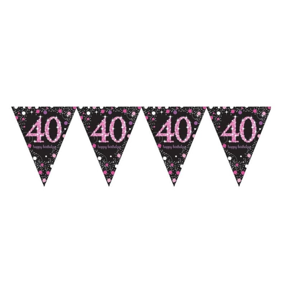 Amscan Flag Garland 40 Sparkling Black-Pink 4 m | per piece