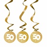 Decoratie swirl goud rond met 50 jaar 3 stuks Decoratie swirl goud rond met 50 jaar 3 stuks