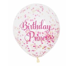 Birthday Princess Balloon with confetti 6 pieces