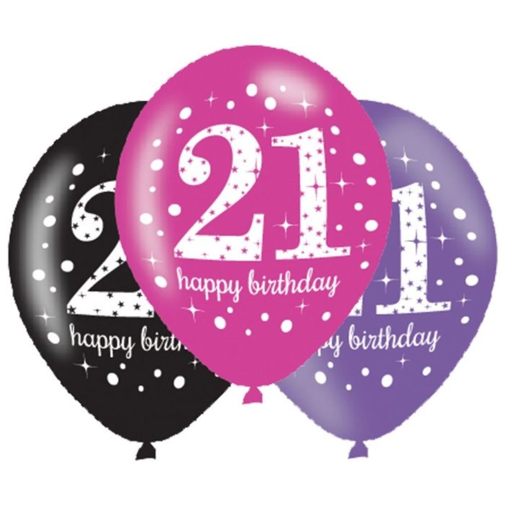 Amscan Ballons rose pailleté pour 21e anniversaire, 27,5 cm | 6 pièces