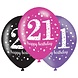 Ballon Sparkling 21 zwart-roze-paars 6 stuks Ballon Sparkling 21 zwart-roze-paars 6 stuks