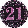 Amscan 21 Jahre Happy Birthday – Funkelnde rosa Teller, 23 cm | 8 Stück Amscan 21 Jahre Happy Birthday – Funkelnde rosa Teller, 23 cm | 8 Stück