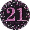 Amscan Assiettes roses scintillantes « Joyeux anniversaire 21 ans » 23 cm | 8 pièces Amscan Assiettes roses scintillantes « Joyeux anniversaire 21 ans » 23 cm | 8 pièces