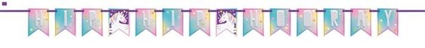 Unique Party Einhorn-Buchstabengirlande „Hurra, alles Gute zum Geburtstag!“ 213 cm | pro Stück