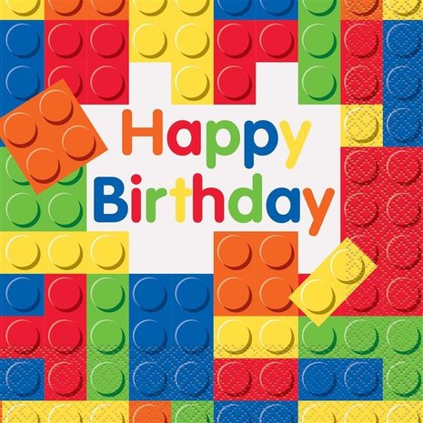 Unique Party Lego Party Time Servetten 33x33cm | 16 stuks