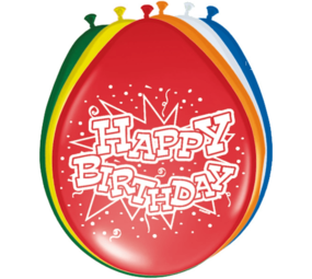 Folat Happy Birthday-Luftballons, 30 cm | 8 Stück