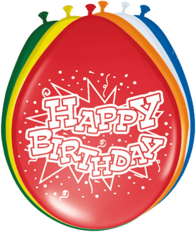 Folat Happy Birthday-Luftballons, 30 cm | 8 Stück