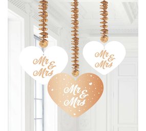 Dekorative Spirale „Mr & Mrs“ roségoldenes 3-teiliges Set