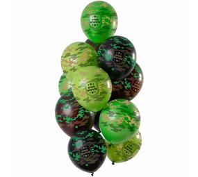 Folat Happy Birthday Balloons Camouflage colors 30cm | 12 pieces Folat Happy Birthday Balloons Camouflage colors 30cm | 12 pieces