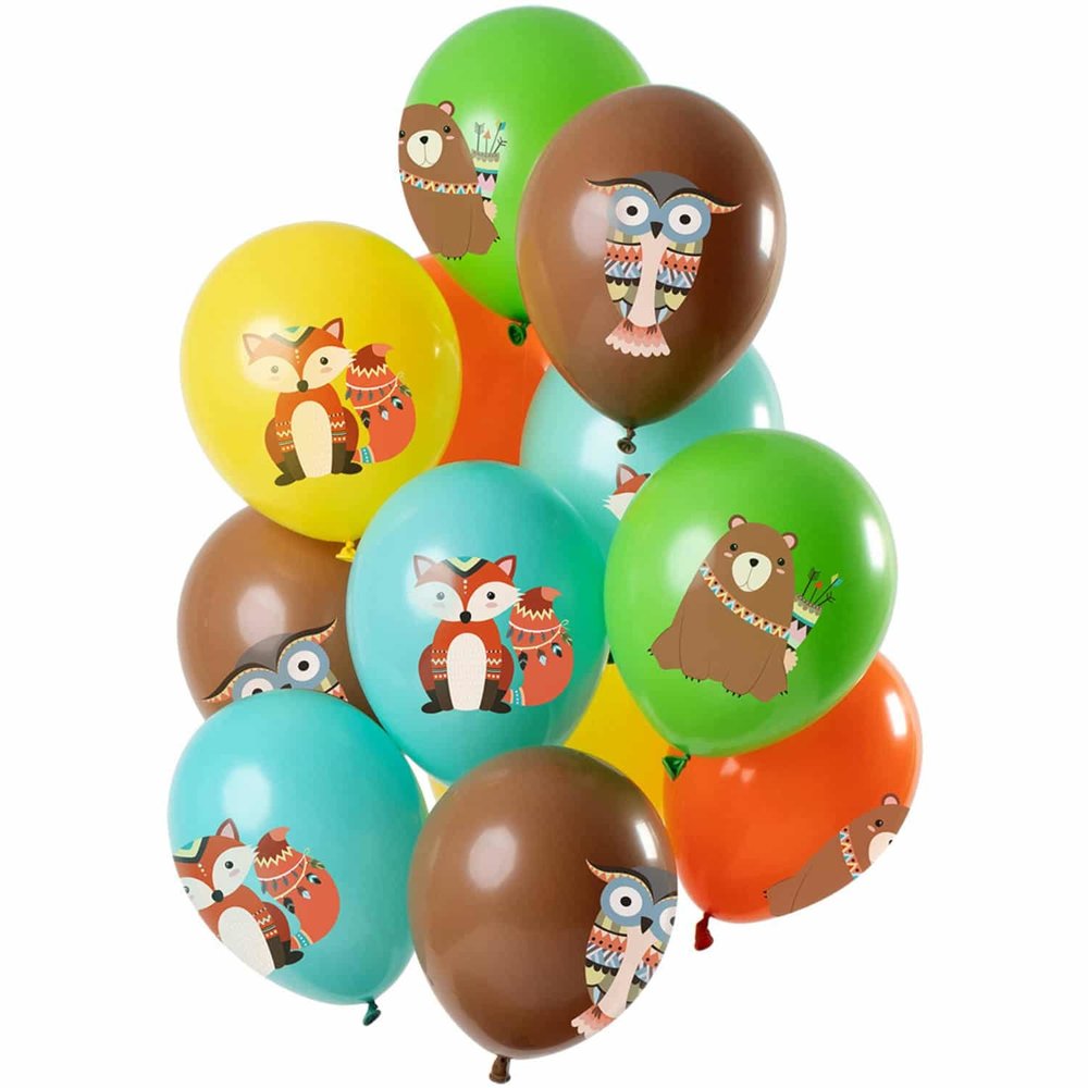 Ballon imprimé animaux de la forêt 30 cm | 12 pièces