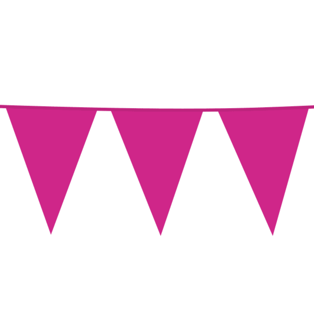 Flaggengirlande XL, magenta-rosa, Kunststoff | 10 Meter