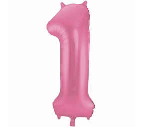 Folat Folie Ballon Cijfer 1 Mat Roze | 86cm Folat Folie Ballon Cijfer 1 Mat Roze | 86cm
