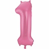 Folat Folienballon Zahl 1 Matt Rosa | 86 cm Folat Folienballon Zahl 1 Matt Rosa | 86 cm