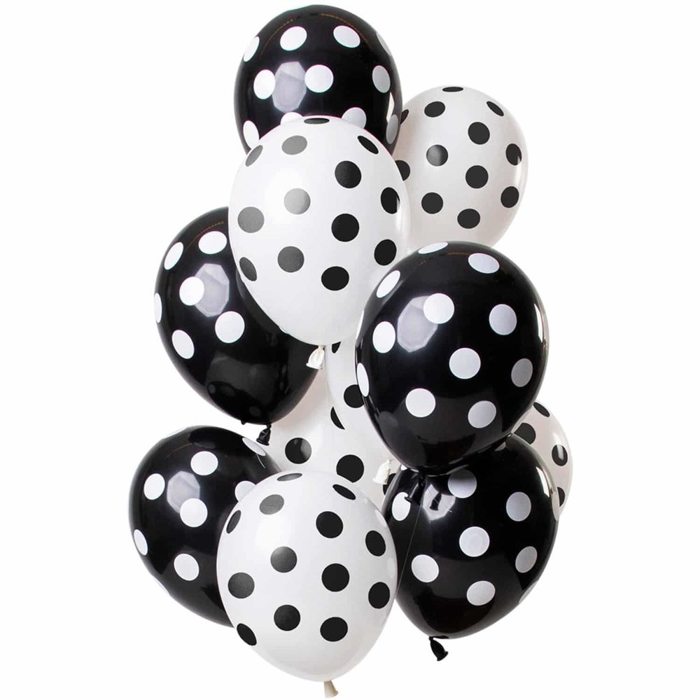Folat Black and White Balloons with Dots 30cm | 12 pieces