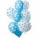 Set mit blau-weißen Luftballons mit weißen Punkten | 12 Stück