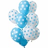 Ballon set blauw-wit stippen | 12 stuks