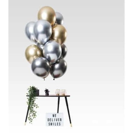 Ensemble de ballons chromés or et argent | 12 pièces
