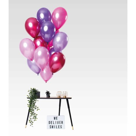 Ensemble de ballons métallisés rose et violet | 15 pièces