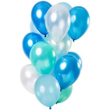 Ensemble de ballons bleu azur métallisé | 15 pièces