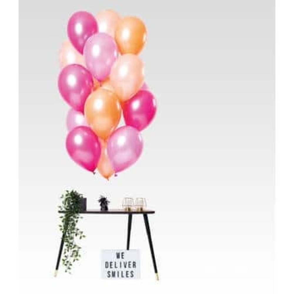 Ensemble de ballons flamant rose pêche métallisé | 15 pièces