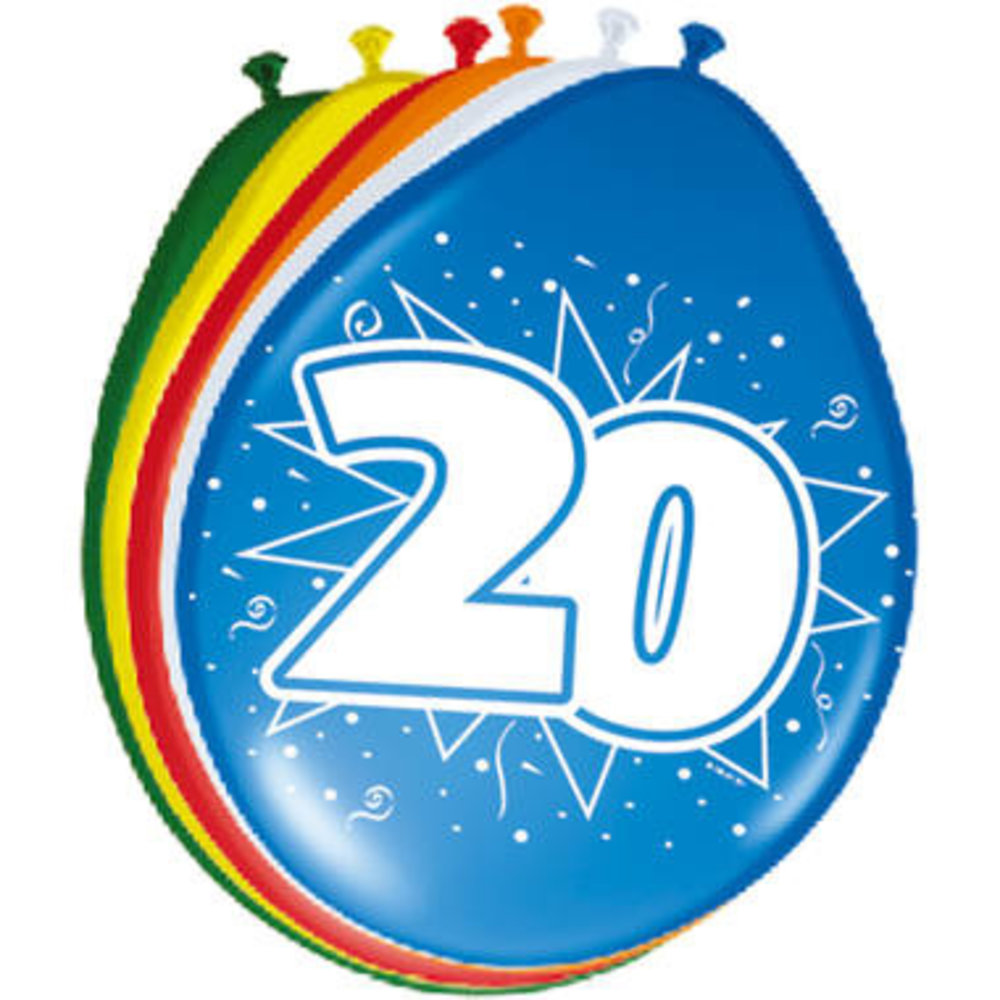 Folat Ballons pour 20e anniversaire 30 cm | 8 pièces