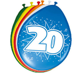Folat 20. Geburtstagsballons, 30 cm | 8 Stück