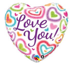 Foil balloon Love you fuzzy hearts | 46cm