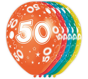 Folat 50. Geburtstagsballons, Metallic, 30 cm | 8 Stück