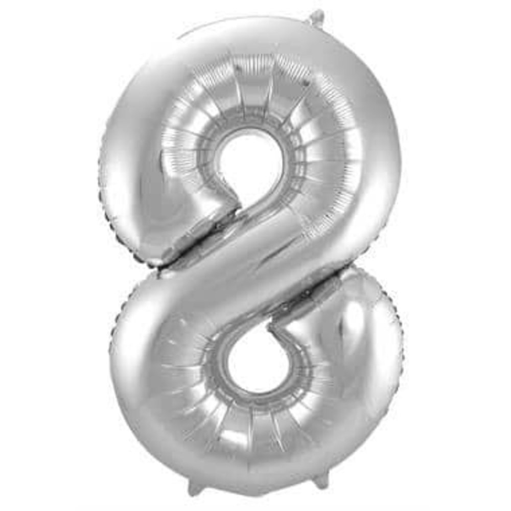 Paper Dreams Silberner Zahlenballon 8 Jahre | 86 cm