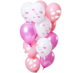 Ensemble de ballons nuages ​​roses pour bébé | 12 pièces