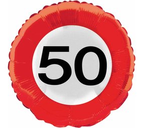 Folat Folie Ballon 50 jaar Verkeersbord 46cm | per stuk Folat Folie Ballon 50 jaar Verkeersbord 46cm | per stuk