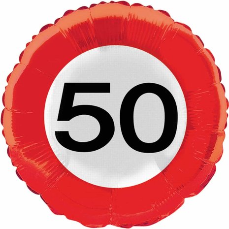 Folat Folienballon „50 Jahre Verkehrsschild“, 46 cm | pro Stück