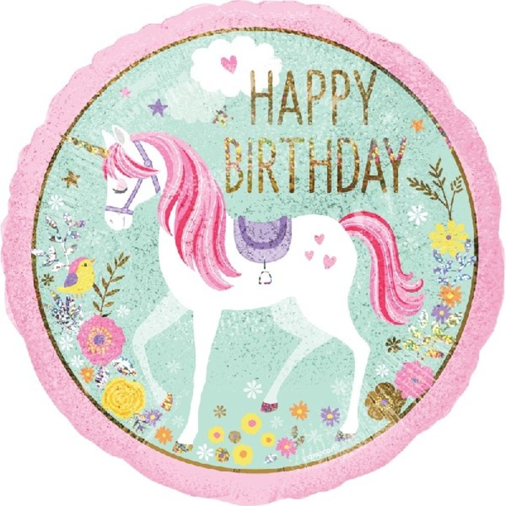Amscan Magical Unicorn Happy Birthday Foil Balloon 45cm | per piece