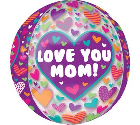 Anagram Folienballon „Ich liebe dich, Mama!“ 3D-Herzen | 40 cm