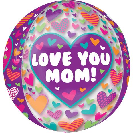 Anagram Folienballon „Ich liebe dich, Mama!“ 3D-Herzen | 40 cm
