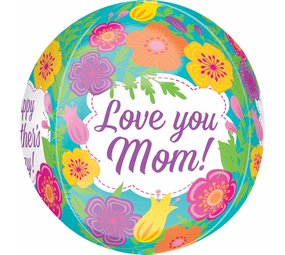 Anagram Folie Ballon Love You Mom! 3D Bloemen | 40 cm Anagram Folie Ballon Love You Mom! 3D Bloemen | 40 cm