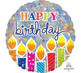 Anagram Heliumballon „Happy Birthday“ mit Kerzen, 45 cm (unaufgeblasen) | pro Stück