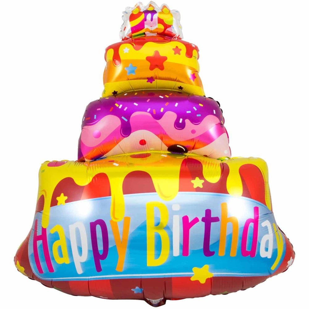 Folat XL Foil Balloon Supershape Happy Birthday Cake | 80 x 110 cm