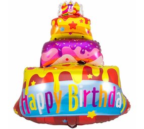Folat XL Foil Balloon Supershape Happy Birthday Cake | 80 x 110 cm