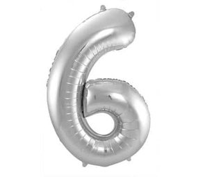 Paper Dreams Silberner Zahlenballon 6 Jahre | 86 cm