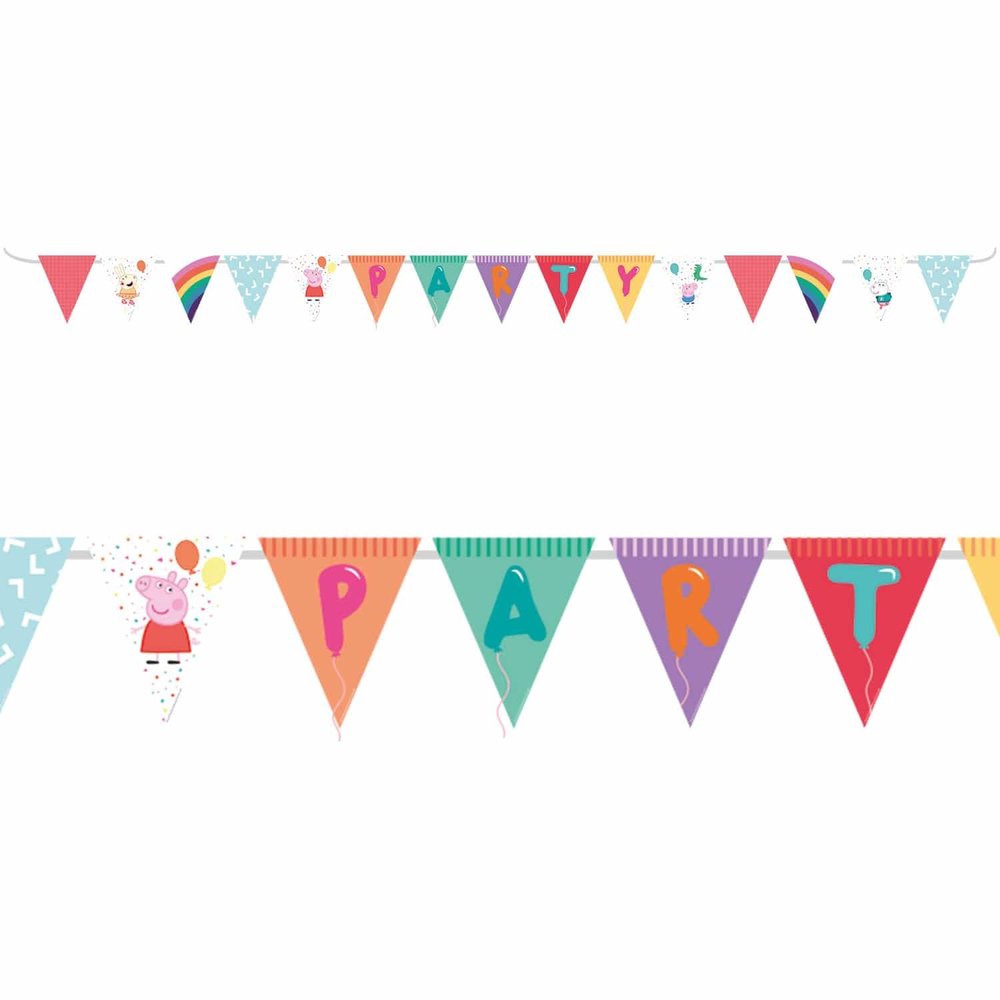 Riethmüller Peppa Pig Vlaggenlijn Slinger Confetti Party 3,3mtr | per stuk Riethmüller Peppa Pig Vlaggenlijn Slinger Confetti Party 3,3mtr | per stuk