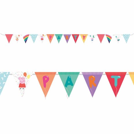 Riethmüller Peppa Pig Vlaggenlijn Slinger Confetti Party 3,3mtr | per stuk Riethmüller Peppa Pig Vlaggenlijn Slinger Confetti Party 3,3mtr | per stuk