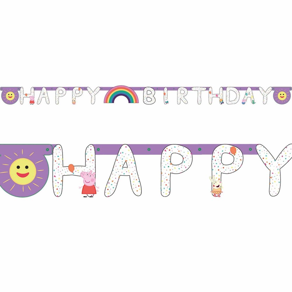 Riethmüller Peppa Pig Letterslinger Happy Birthday 2,5mtr | per stuk Riethmüller Peppa Pig Letterslinger Happy Birthday 2,5mtr | per stuk