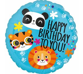 Safari Happy Birthday Folie Ballon 45cm | per stuk Safari Happy Birthday Folie Ballon 45cm | per stuk