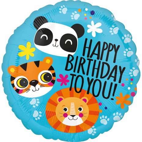 Ballon en aluminium Safari Joyeux Anniversaire 45 cm | à l'unité