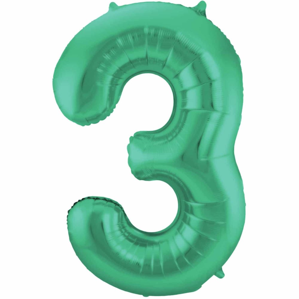 Folat Foil balloon number 3 matte green | 86cm