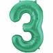 Folat Ballon en aluminium numéro 3 vert mat | 86 cm