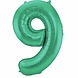Ballon folie 9 mat groen | 86cm Ballon folie 9 mat groen | 86cm