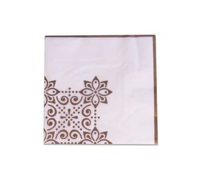 Serviettes de table dorées Eid Mubarak 33 x 33 cm | 20 pièces